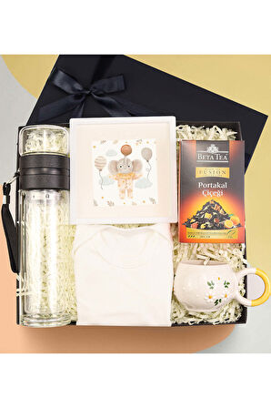 Kişiye Özel Çerçeve & Demlik Matara & Zıbın & El Yapımı Kupa Anneye Yenidoğan Hediye Seti