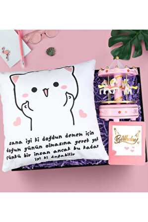 Motto Yastık & Çerçeve & Atlı Karınca Doğum Günü Hediye Seti