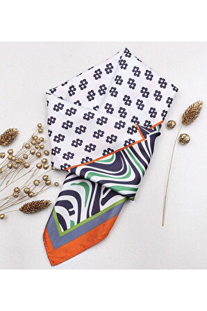 2 li Porselen Fincan & Tasarım Fular Hediye Seti