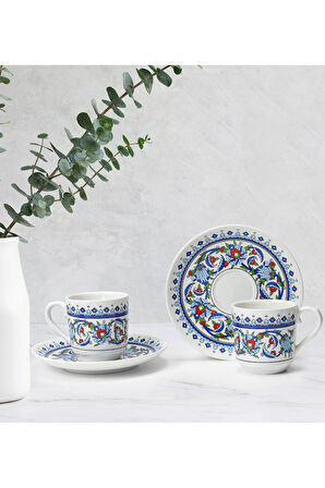 Geleneksel Motifli Türk Kahvesi Fincanı & Bakır Cezve & Türk Kahvesi Hediye Seti