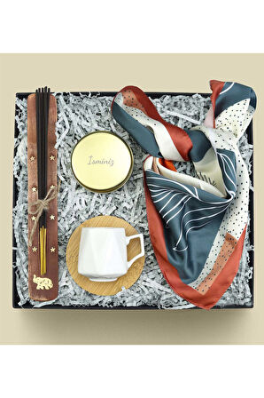 Çubuk Tütsü & Porselen Fincan & Mum & Fular Hediye Seti