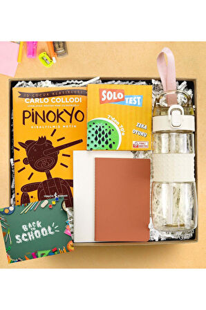 Pinokyo Kitabı & Solo Test & Defter & Matara Okula Dönüş Hediye Seti