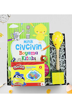 Boyama Kitabı & Play-Doh Parmak Boya & Marakas & Zeka Küpü Hediye Seti