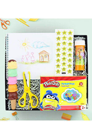 Resim Defteri & Parmak Boya & Köpük Baloncuk & Makas & Fosforlu Kalem & Sticker Hediye Seti