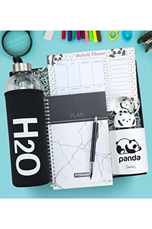 Matara & Panda Küre & Kalemlik & Defter & Planner Okula Dönüş Hediye Seti