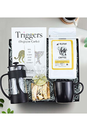Triggers-Değişim Çarkı & French Press & Filtre Kahve & Kurabiye & Kupa Hediye Seti
