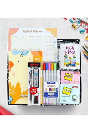 Planner & Defter & 2'li Notluk & Fineliner Kalem & Rotring Kalem Seti & Kalemlik Hediye Seti