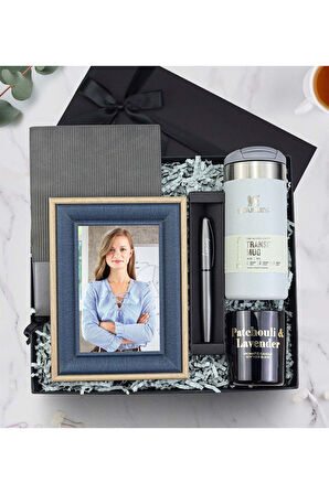 Termos & Defter & Çerçeve & Kalem & Mum Premium Hediye Seti