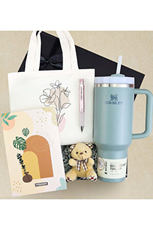 Termos & Bez Çanta & Serve Deep Kalem & Defter & Anahtarlık Premium Hediye Seti