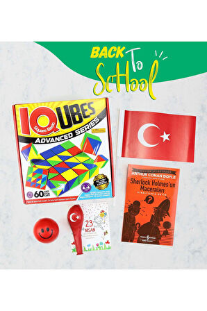 IQUBES Oyun & Okuma Kitabı & Balon & Stres Topu & Bayrak Hediye Seti