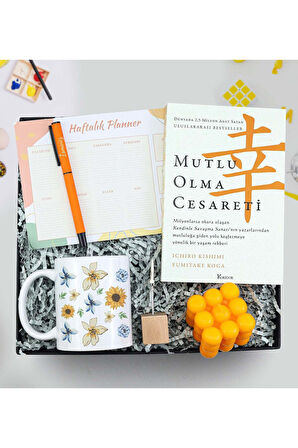 Planner & Mutlu Olma Cesareti & Bubble Mum & Not Tutucu & Kupa & Roller Kalem Hediye Seti