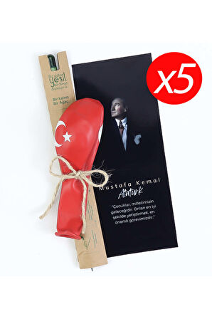 Tohumlu Kurşun Kalem & Balon Çocuğa Mini Hediye Seti (5 Adet)