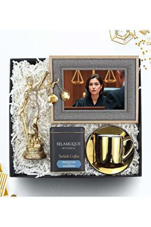 Adalet Heykeli & Fincan & Çerçeve & Selamlıque Hediye Seti