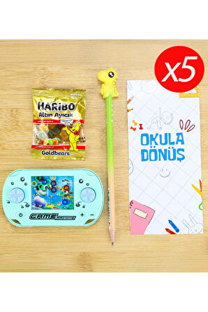 Halka Geçirme Oyunu & Figürlü Kalem & Haribo Mini Hediye Seti (5 Adet)