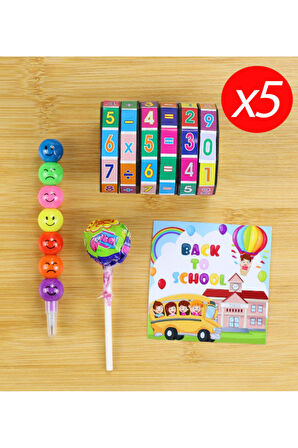 Yumurtlayan Kalem & Matematik Küpü & Lolipop Mini Hediye Seti (5 Adet)