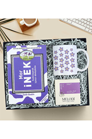 Mor İnek Kitabı & Kupa & Melodi Çikolata Hediye Seti