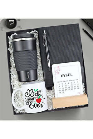Kişiye Özel Termos & Kupa & Kalem & Defter & Takvim Öğretmene Hediye Kutusu