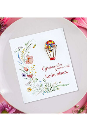 5 Adet Öğretmenler Günü Kartında Broş