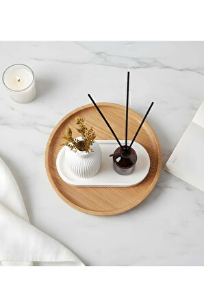 Dekoratif Standlı Alçı Vazo Biblo & Oda Kokusu Seti