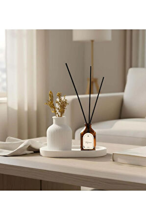 Dekoratif Standlı Alçı Vazo Biblo & Oda Kokusu Seti