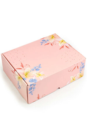 Pembe Çiçek Tasarım Kutu (10 Adet)