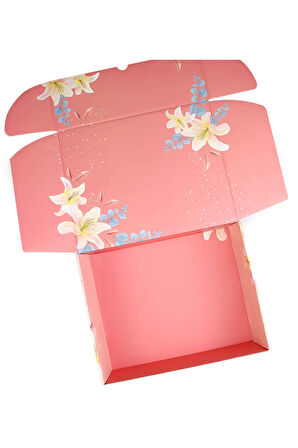 Pembe Çiçek Tasarım Kutu (10 Adet)