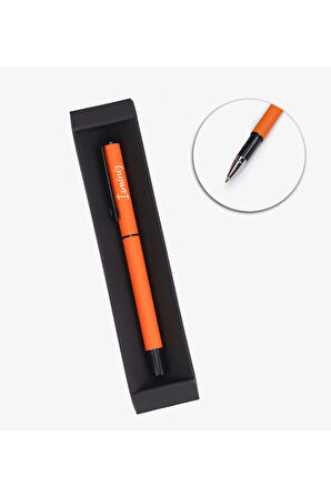 Baskılı Defter & Turuncu Roller Kalem & Premium Çikolata Hediye Seti