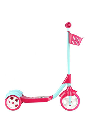 Pembe Sepetli Frenli 3 Tekerlekli Scooter