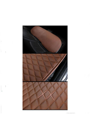 Araba Koltuk Minderi Ön ve Arka Takım 3 Parça Aracınıza Stil Katın Taba Deri Taba Desen