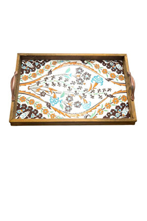 Ahşap Cerceveli Seramik Tepsi V1