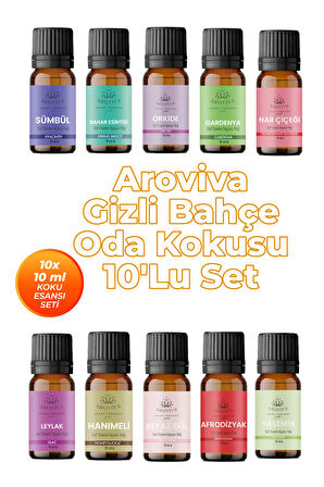 Gizli Bahçe Esansiyel Uçucu Koku Yağı Buhurdanlık Yağı Difüzör Esansı 10'Lu Set 10x10ml Gizli Bahçe Esansiyel Uçucu Koku Yağı Buhurdanlık Yağı Difüzör Esansı 10'Lu Set 10x10ml