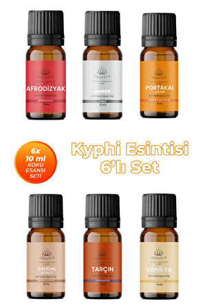 Kyphi Esintisi Oda Kokusu 6'Lı Set- Doğal Esansiyel Uçucu Yağ, Difüzör Esansı, Buhurdanlık Yağı Kyphi Esintisi Oda Kokusu 6'Lı Set- Doğal Esansiyel Uçucu Yağ, Difüzör Esansı, Buhurdanlık Yağı