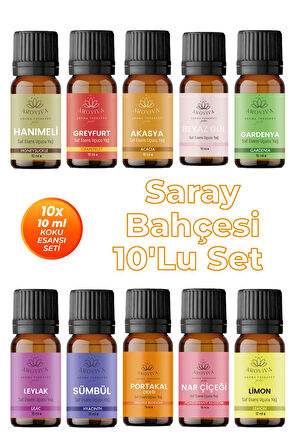 Saray Bahçesi Esansiyel Uçucu Koku Yağı Buhurdanlık Yağı Difüzör Esansı 10'Lu Set 10x10ml Saray Bahçesi Esansiyel Uçucu Koku Yağı Buhurdanlık Yağı Difüzör Esansı 10'Lu Set 10x10ml