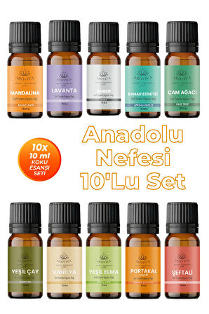 Anadolu Nefesi Esansiyel Uçucu Koku Yağı Buhurdanlık Yağı Difüzör Esansı 10'Lu Set 10x10ml Anadolu Nefesi Esansiyel Uçucu Koku Yağı Buhurdanlık Yağı Difüzör Esansı 10'Lu Set 10x10ml
