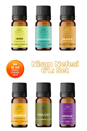 Nisan Nefesi Oda Kokusu 6'Lı Set- Doğal Esansiyel Uçucu Yağ, Difüzör Esansı, Buhurdanlık Yağı Nisan Nefesi Oda Kokusu 6'Lı Set- Doğal Esansiyel Uçucu Yağ, Difüzör Esansı, Buhurdanlık Yağı