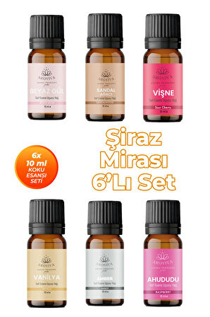 Şiraz Mirası Oda Kokusu 6'Lı Set- Doğal Esansiyel Uçucu Yağ, Difüzör Esansı, Buhurdanlık Yağı Şiraz Mirası Oda Kokusu 6'Lı Set- Doğal Esansiyel Uçucu Yağ, Difüzör Esansı, Buhurdanlık Yağı