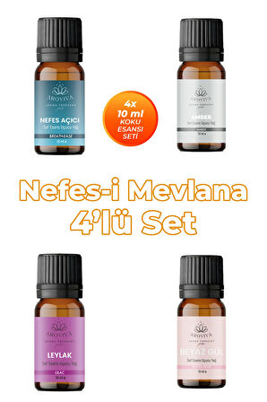 Nefes-i Mevlana Oda Kokusu 4'Lü Set- Doğal Esansiyel Uçucu Yağ, Difüzör Esansı, Buhurdanlık Yağı Nefes-i Mevlana Oda Kokusu 4'Lü Set- Doğal Esansiyel Uçucu Yağ, Difüzör Esansı, Buhurdanlık Yağı