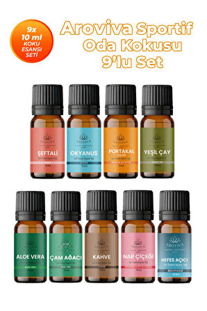 Sportif Esansiyel Uçucu Koku Yağı Buhurdanlık Yağı Difüzör Esansı 9'Lu Set 9x10ml Sportif Esansiyel Uçucu Koku Yağı Buhurdanlık Yağı Difüzör Esansı 9'Lu Set 9x10ml