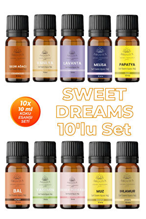 Sweet Dreams 10'lu Set Oda Kokusu Esansı - Uyku Yardımcısı (10x10ml) Sweet Dreams 10'lu Set Oda Kokusu Esansı - Uyku Yardımcısı (10x10ml)
