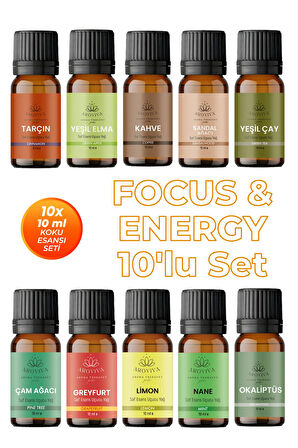 Focus & Energy 10'lu Set Oda Kokusu Esansı - Odaklanma (10x10ml) Focus & Energy 10'lu Set Oda Kokusu Esansı - Odaklanma (10x10ml)