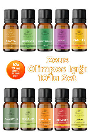Zeus Olimpos Işığı 10'lu Set Oda Kokusu Esansı (10x10ml) Zeus Olimpos Işığı 10'lu Set Oda Kokusu Esansı (10x10ml)