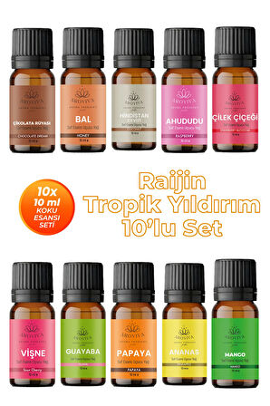 Raijin Tropik Yıldırım 10'lu Set Oda Kokusu Esansı (10x10ml) Raijin Tropik Yıldırım 10'lu Set Oda Kokusu Esansı (10x10ml)