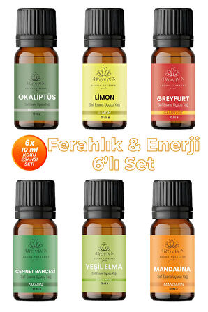 Ferahlık & Enerji 6'lı Set Oda Kokusu Esansı - Zindelik (6x10ml) Ferahlık & Enerji 6'lı Set Oda Kokusu Esansı - Zindelik (6x10ml)