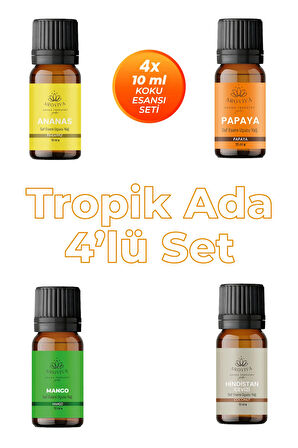 Tropik Ada 4'lü Set Oda Kokusu Esansı - Egzotik Kaçış (4x10ml) Tropik Ada 4'lü Set Oda Kokusu Esansı - Egzotik Kaçış (4x10ml)