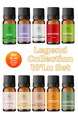 Legend Collection Esansiyel Uçucu Koku Yağı Buhurdanlık Yağı Difüzör Esansı 10Lu Set 10x10ml Legend Collection Esansiyel Uçucu Koku Yağı Buhurdanlık Yağı Difüzör Esansı 10Lu Set 10x10ml