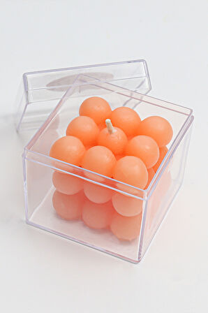 Beyaz Tükenmez Kalem-Mini Not Defteri-Kutulu Bubble Mum-Turuncu Çay ve Kahve Fincanı Hediye Seti