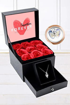 Çekmeceli Kokulu Gül Kutusu & Istiridye Içinde Gerçek Inci Kolye Hediye Seti