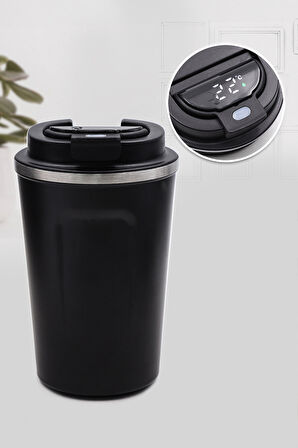 Siyah Dereceli 350ml Çelik Termos & Siyah French Press-Siyah Kupa & Premium Filtre Kahve Hediye Seti