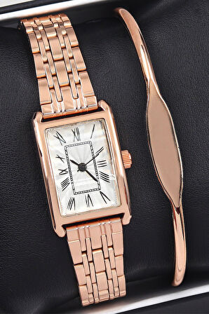 Spectrum Rose Renk Kadın Kol Saati & Rose Renk Bileklik Hediye Seti