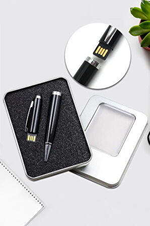 Telefon Cepli Gri Defter & 32 gb Usb Siyah Kalem & Atatürk İmzalı Gümüş Kupa Hediye Seti